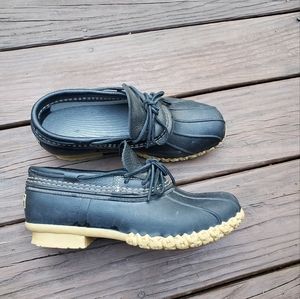 L.L. Bean Black and Beige Rain Boots